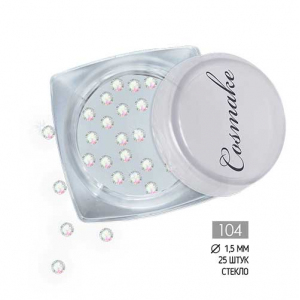 Cosmake 104 Стразы стекло 1,5 мм ( в банке 25 шт) нежно-розовые