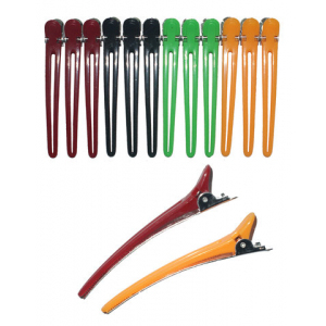 CL2403 Зажимы пласт/металл цветные (12шт)