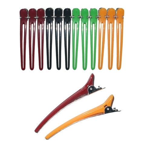 CL2403 Зажимы пласт/металл цветные (12шт)