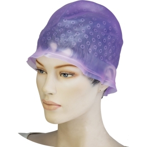 СА-091-А Шапочка для мелирования с крючком, силиконовая, фиолетовая