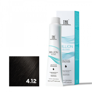 TNL 4.12 Крем-краска для волос Million Gloss, коричневый пепельный перламутровый, 100 мл.