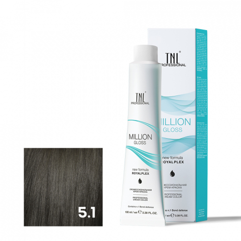 TNL 5.1 Крем-краска для волос Million Gloss, светлый коричневый пепельный, 100 мл.