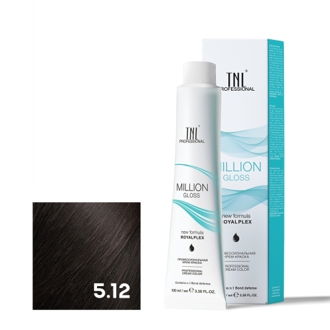 TNL 5.12 Крем-краска для волос Million Gloss, светлый коричневый пепельный перламутр, 100 мл.