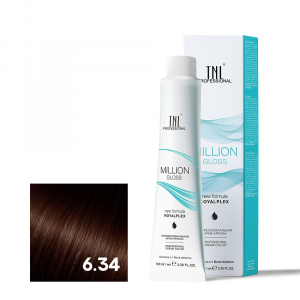 TNL 6.34 Крем-краска для волос Million Gloss, темный блонд золотистый медный, 100 мл.