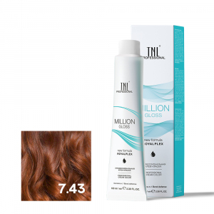 TNL 7.43 Крем-краска для волос Million Gloss, блонд медный золотистый, 100 мл.