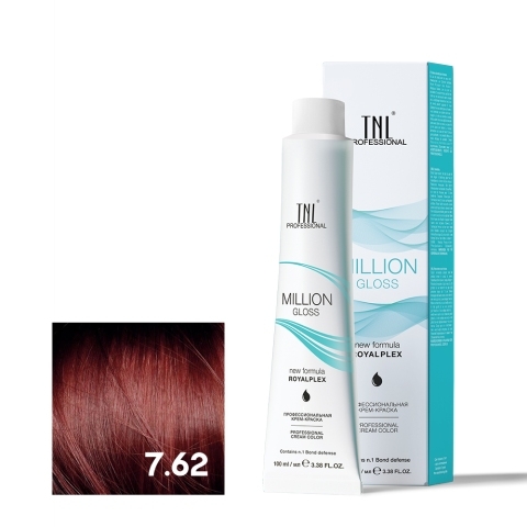 TNL 7.62 Крем-краска для волос Million Gloss, блонд красный фиолетовый, 100 мл.