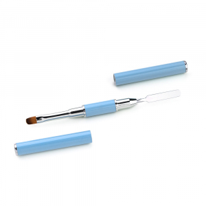 386612 TNL Кисть-шпатель для акрил-геля в футляре голубая