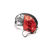 364763 Косметичка с пайетками Русалка полукруглая, серебряный/красный