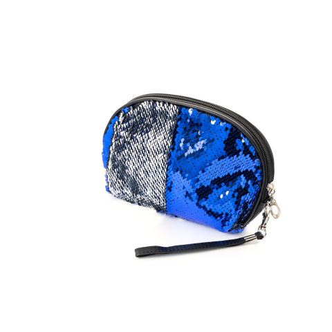 364770 Косметичка с пайетками Русалка полукруглая, серебряный/синий