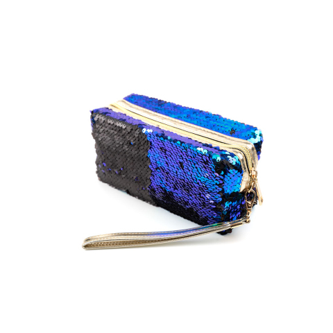 364794 Пенал с пайетками Русалка зелено-фиолетовый/матовый черный