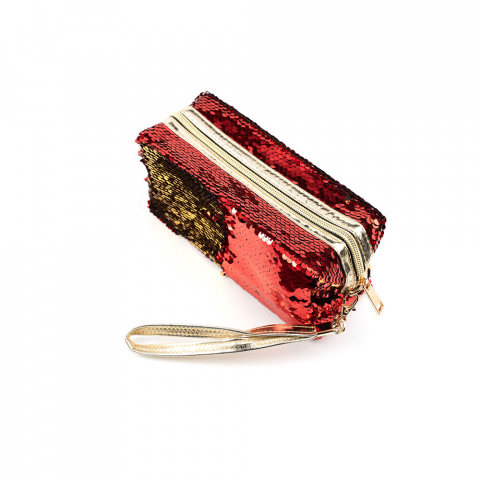 364817 Пенал с пайетками Русалка красный/золотой