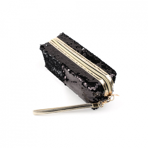 364824 Пенал с пайетками Русалка серебряный/черный