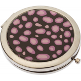 JM-01234B DEWAL Зеркало карманное круглое Пурпкрный гепард, d 7см