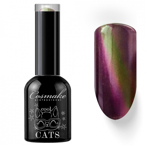 Cosmake 24 Гель-лак Кошачий глаз Серо-малиновый, 11 мл.