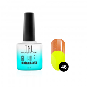 TNL Гель-лак Thermo №46 мандариновый/неоново-зеленый с микроблестками, 10 мл.