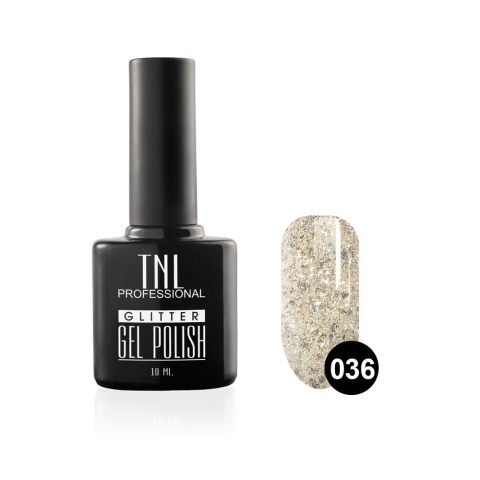 TNL Гель-лак Glitter №36 Серебряный с крупными блестками, 10 мл.