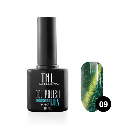 TNL Гель-лак Magnet Lux №09 изумрудный с блестками, 10 мл.