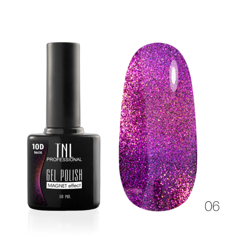 TNL Гель-лак Кошачий глаз 10D №06 пурпурный гранат, 10 мл.