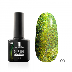 TNL Гель-лак Кошачий глаз 10D №09 золотой малахит, 10 мл.