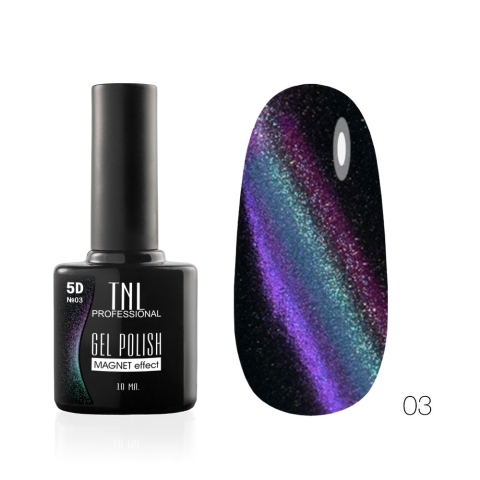TNL Гель-лак Кошачий глаз 5D №03 изумрудно-фиолетовый, 10 мл.