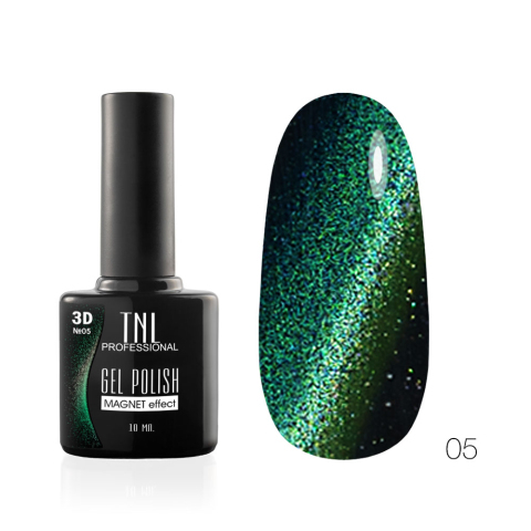 TNL Гель-лак Кошачий глаз 3D №05 зеленый, 10 мл.