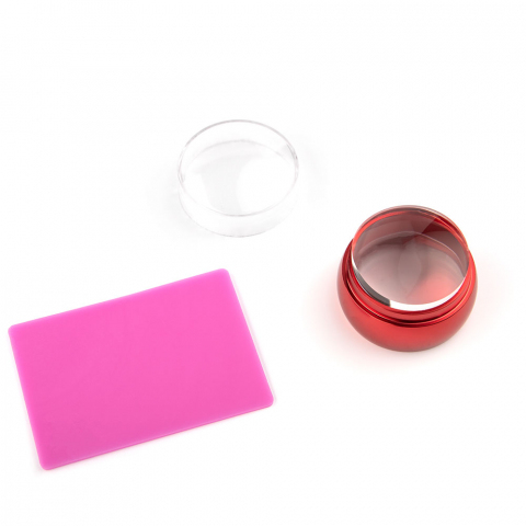 TNL Штамп для стемпинга большой, плоский, металлический красный