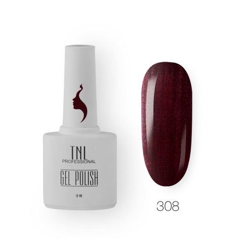 TNL Гель-лак 8 Чувств №308 шиммерное вино, 10 мл.