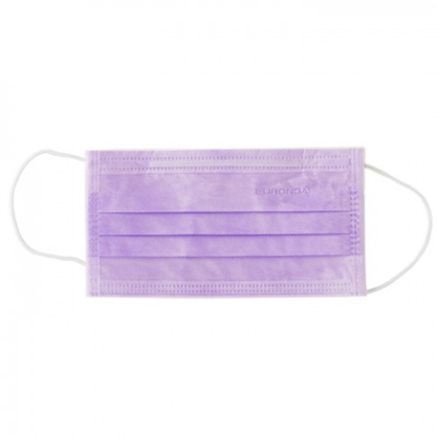 БИНОВИ Маска одноразовая 3-х слойная сиреневая, 1/50 шт. пакет