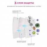 БИНОВИ Маска 3-х слойная голубая, фильтр-мелтблаун, 1/50 шт, коробка