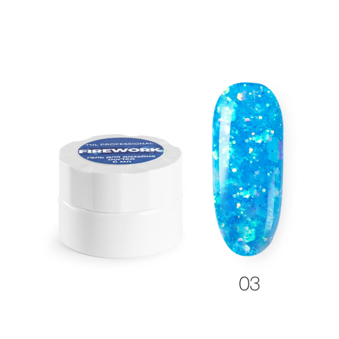 Гель для дизайна TNL Firework № 03 Голубой залп, 6 мл.