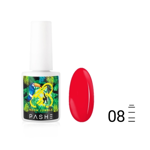 Гель-лак PASHE Neon Jungle №08 - Неоновый клубничный, 9 мл.