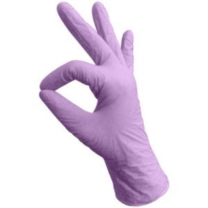 БИНОВИ Перчатки нитриловые текстурированные на пальцах, М 50 пар, Сиреневые