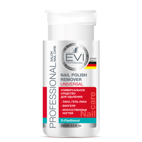 EVI Универсальное средство для снятия всех видов лака с помпой-дозатором, 150 мл.