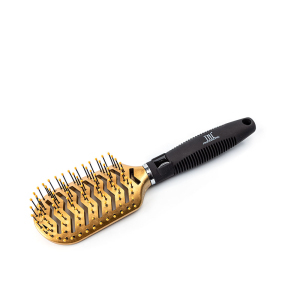 381679 TNL Щетка массажная для волос овальная, продувная, нейлоновые штифты, 63 мм, золотая