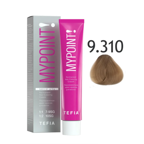 Mypoint Крем-краска 9.310 Очень светлый золотисто-пепельный блондин для седых волос, 60 мл.