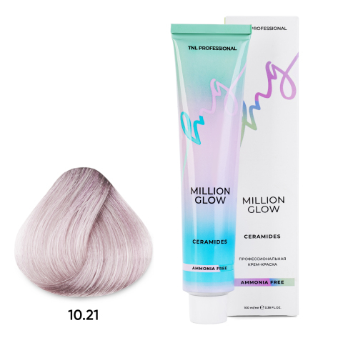 TNL 10.21 Крем-краска Б/А Million Glow Ammonia, платин. блонд фиолетово-пепельный, 100 мл.