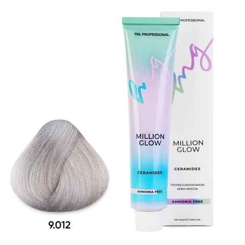 TNL 9.012 Крем-краска д/волос Б/А Million Glow Ammonia, очень светлый блонд прозрачный серебр, 100 мл.
