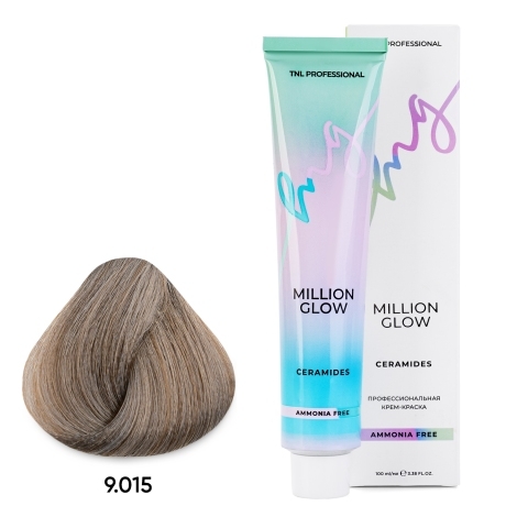 TNL 9.015 Крем-краска д/волос Б/А Million Glow Ammonia, очень светлый блонд пастельно-стальной, 100 мл.