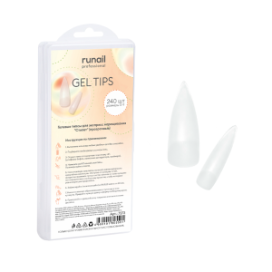7373 RuNail Гелевые типсы СТИЛЕТ прозрачные, 240 шт.