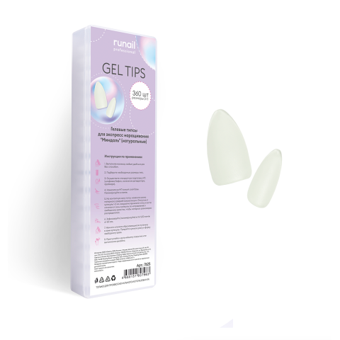7625 RuNail Гелевые типсы Миндаль, 360 шт.