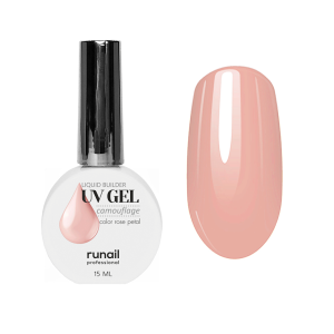 5318 RuNail Камуфлирующий Жидкий УФ Гель Чайная роза, 15 мл.