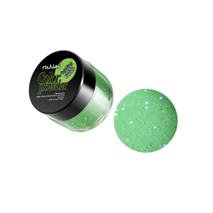 0056 RuNail Акриловая пудра с блёстками Светло-зелёная, 7,5 гр.