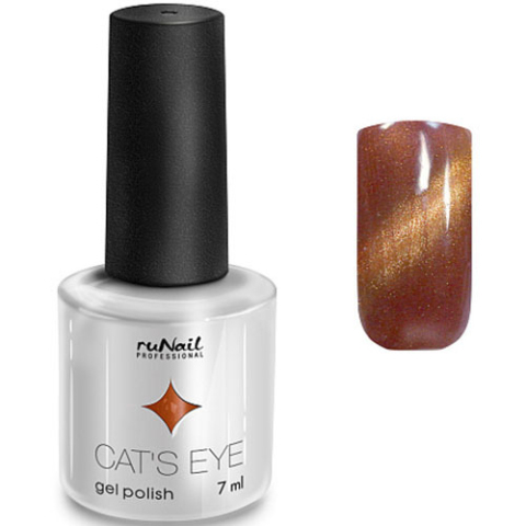 2890 RuNail Гель-лак Cat's eye Коричневый с блёстками Золото, 7 мл.