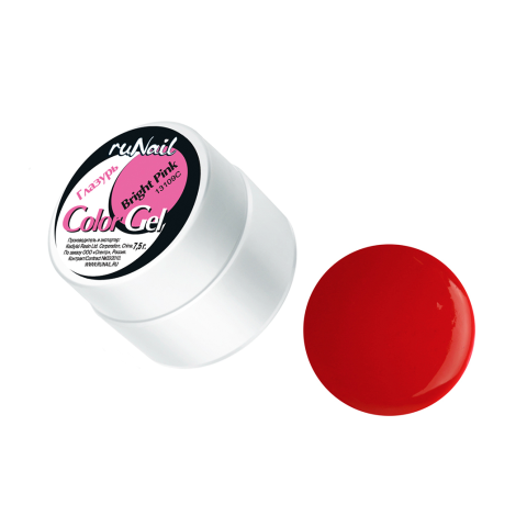0096 RuNail Цветной УФ-Гель Ярко-розовый полупрозрачный, 7,5 гр.