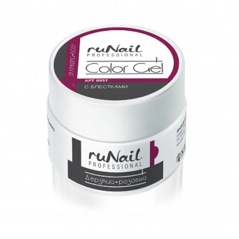 0957 RuNail Цветной УФ-Гель Дерзкий розовый с перламутром, 7,5 гр.