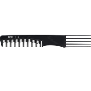 11112 RIFF Расческа пластик с вилкой и зубцами для начеса 195 мм