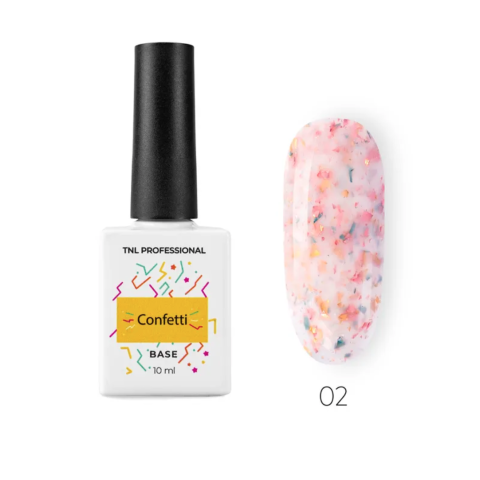 TNL База молочная Confetti №2 с цветной поталью, 10 мл.