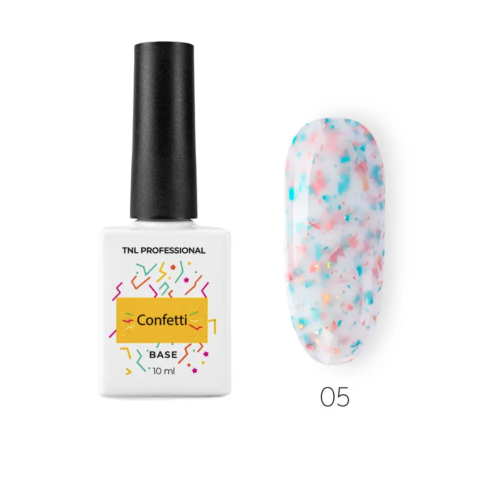 TNL База молочная Confetti №5 с цветной поталью, 10 мл.