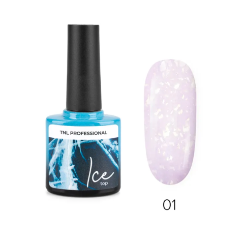 TNL Закрепитель для гель-лака Ice Top №01 с прозрачной жемчужной слюдой, 10 мл.