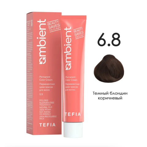 TEFIA AMB Крем-краска 6.8 Темный блондин коричневый, 60 мл.